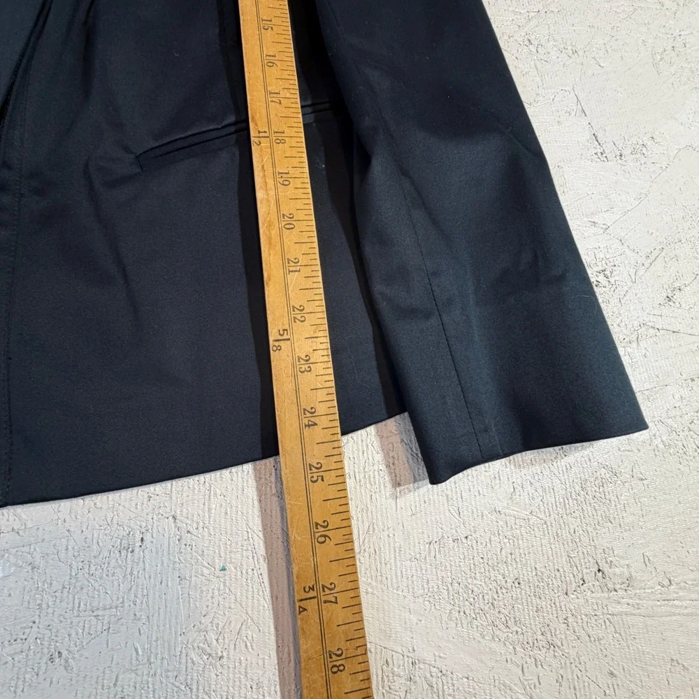 Lafayette 148 Cotton Blazer Size 8 Black Oversized Lapel Hidden Closure